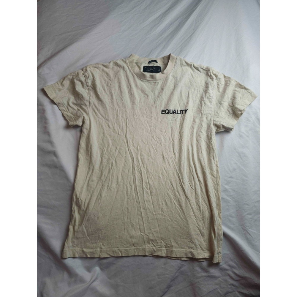 Abercrombie & Fitch Soft A&F Tee Shirt Men Large Beige Relaxed Fit Peace Justice